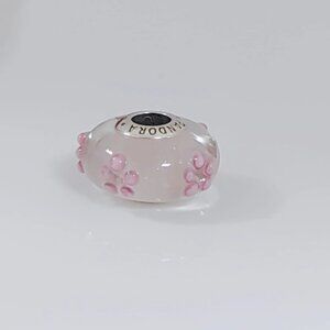 Pandora Pink Flower Murano Glass Bead Charm S925 ALE